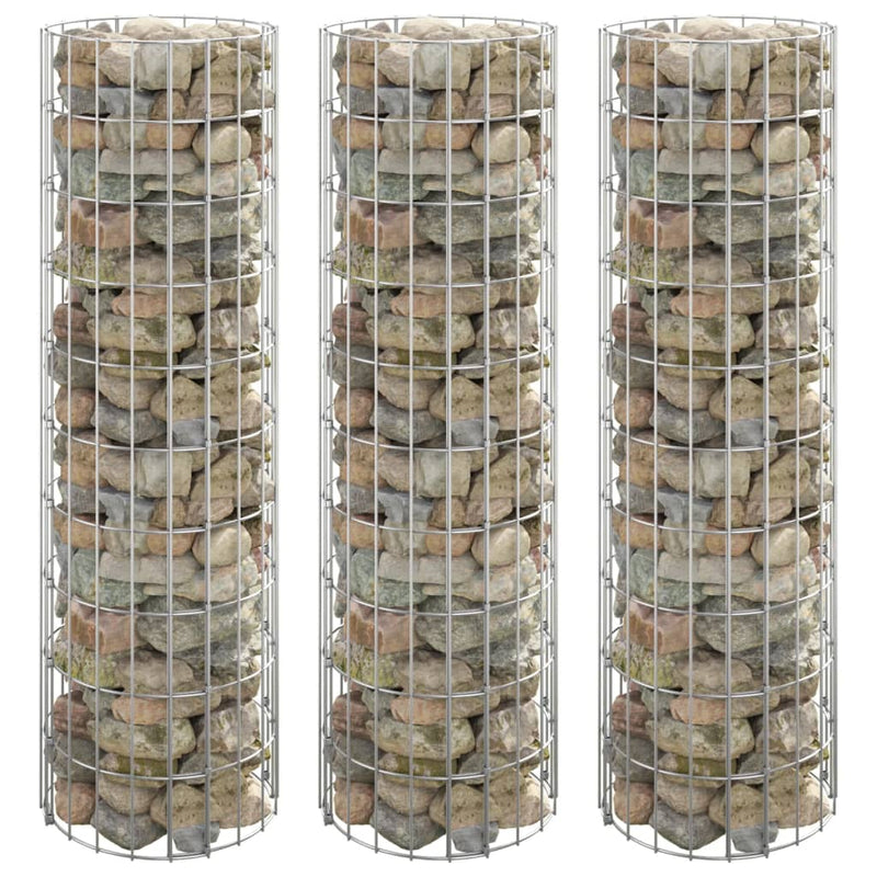 Circular Gabion Raised Beds 3 pcs Galvanised Steel Ø30x100 cm Payday Deals