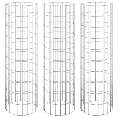 Circular Gabion Raised Beds 3 pcs Galvanised Steel Ø30x100 cm Payday Deals