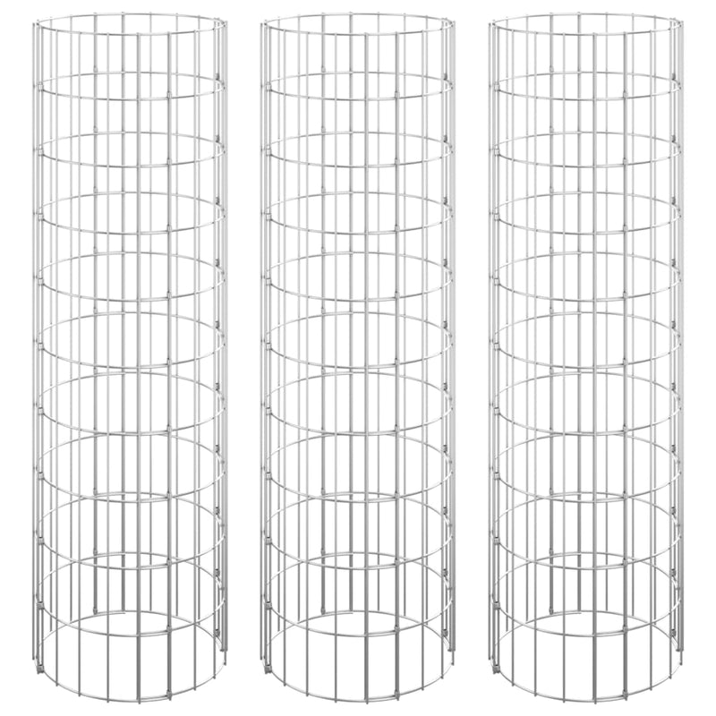 Circular Gabion Raised Beds 3 pcs Galvanised Steel Ø30x100 cm Payday Deals