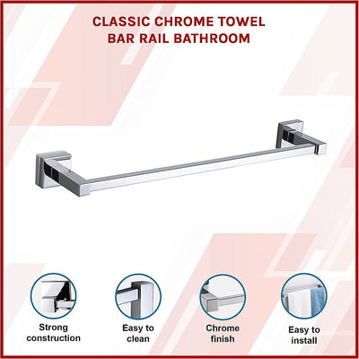 Classic Chrome Towel Bar Rail Bathroom Payday Deals