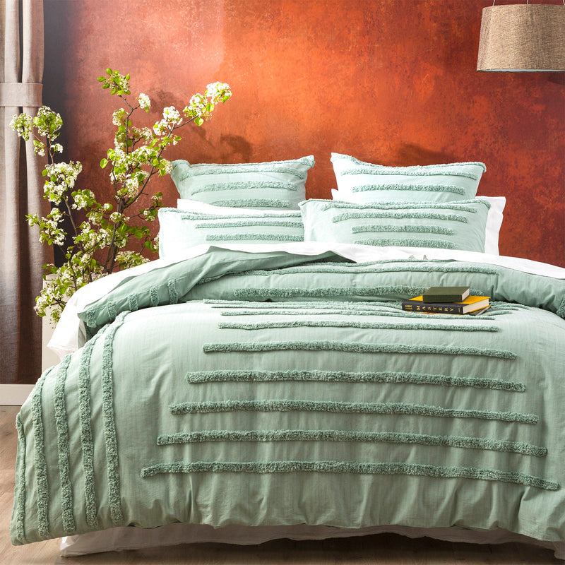 Classic Cotton Vintage Washed Tufted Sage Quilt Cover Set by Renee Taylor King Payday Deals