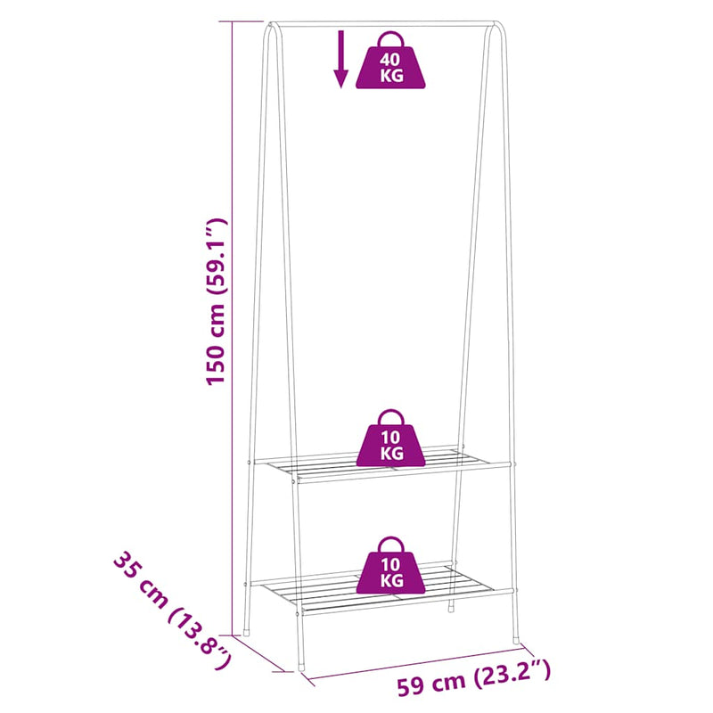 Clothes Rack 59x35x150 cm Black Payday Deals