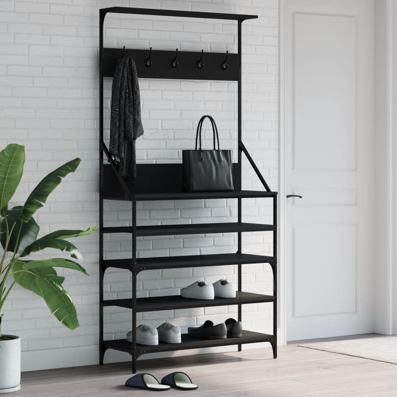 Clothes Rack with Shoe Storage Black 90x34x184 cm Payday Deals