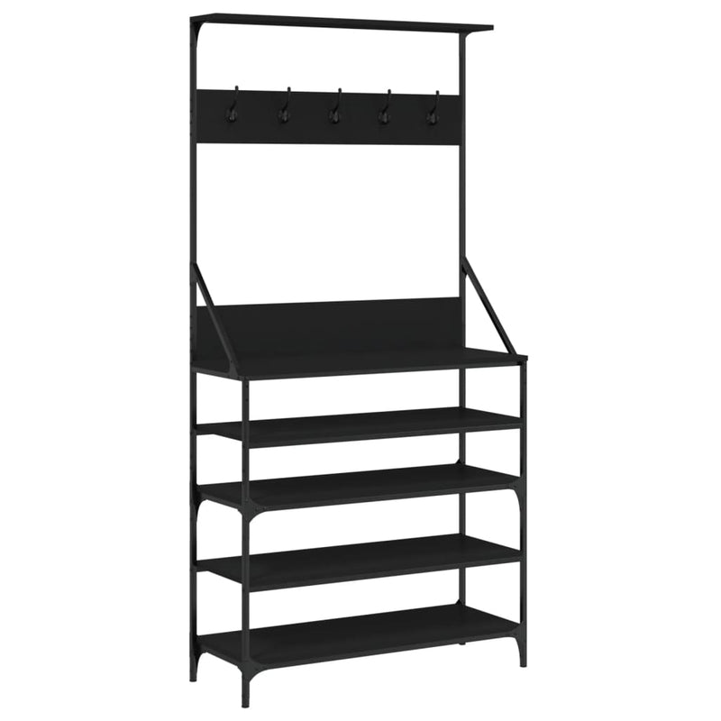 Clothes Rack with Shoe Storage Black 90x34x184 cm Payday Deals
