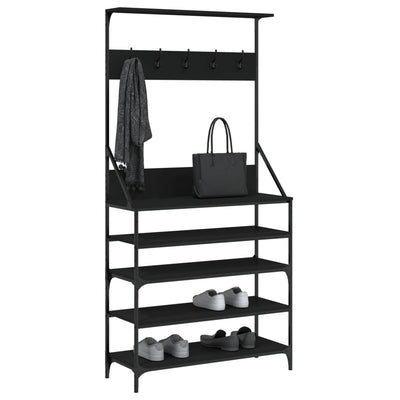 Clothes Rack with Shoe Storage Black 90x34x184 cm Payday Deals