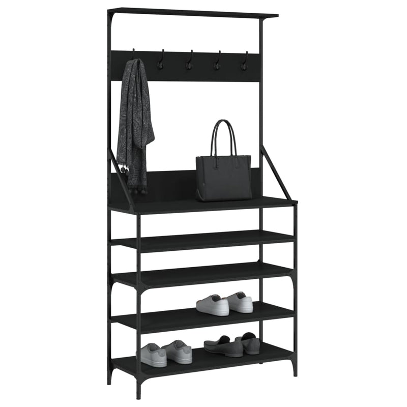Clothes Rack with Shoe Storage Black 90x34x184 cm Payday Deals