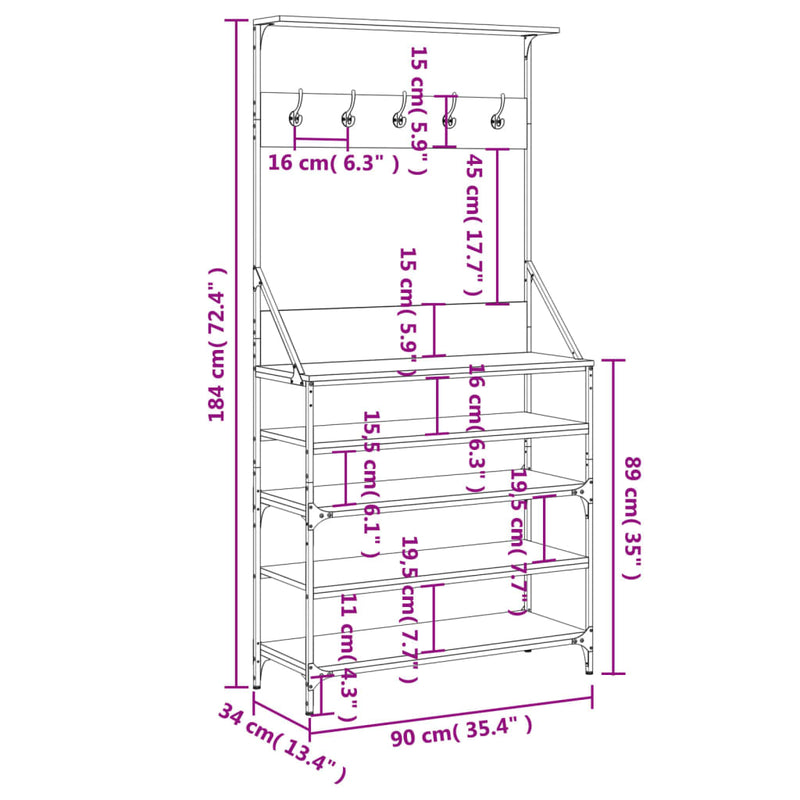 Clothes Rack with Shoe Storage Black 90x34x184 cm Payday Deals
