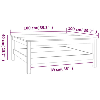 Coffee Table 100x100x40 cm Solid Wood Pine Payday Deals