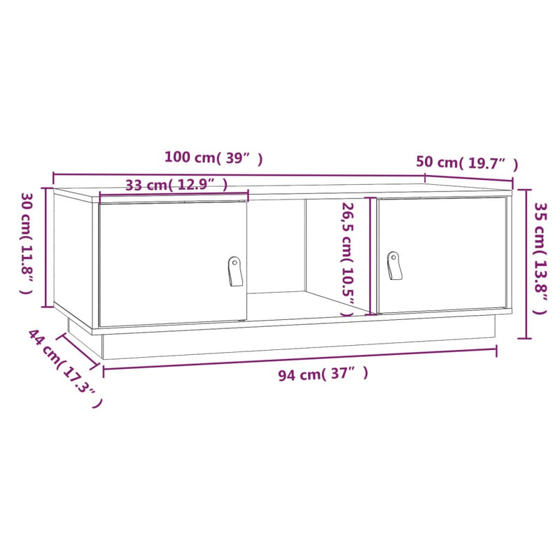 Coffee Table 100x50x35 cm Solid Wood Pine Payday Deals