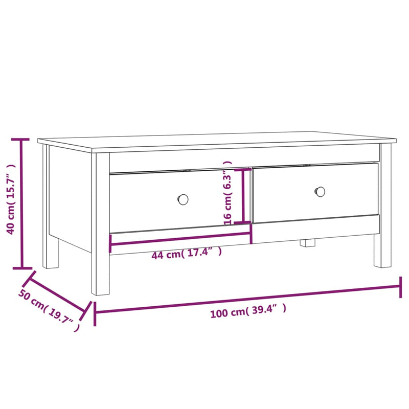 Coffee Table 100x50x40 cm Solid Wood Pine Payday Deals