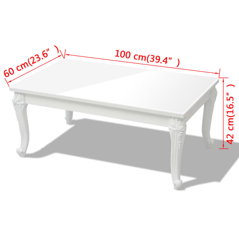Coffee Table 100x60x42 cm High Gloss White Payday Deals