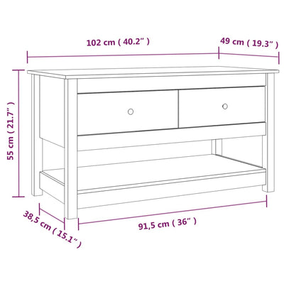Coffee Table 102x49x55 cm Solid Wood Pine Payday Deals