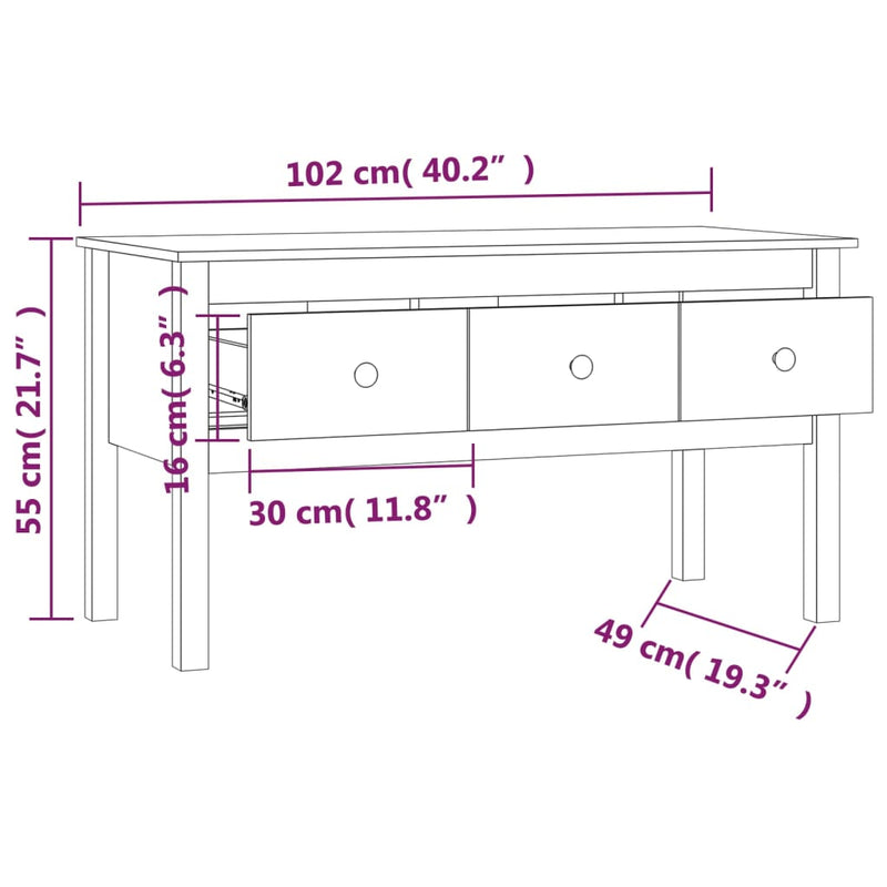 Coffee Table 102x49x55 cm Solid Wood Pine Payday Deals