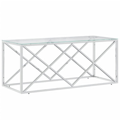 Coffee Table 110x45x45 cm Stainless Steel and Glass Payday Deals