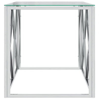 Coffee Table 110x45x45 cm Stainless Steel and Glass Payday Deals