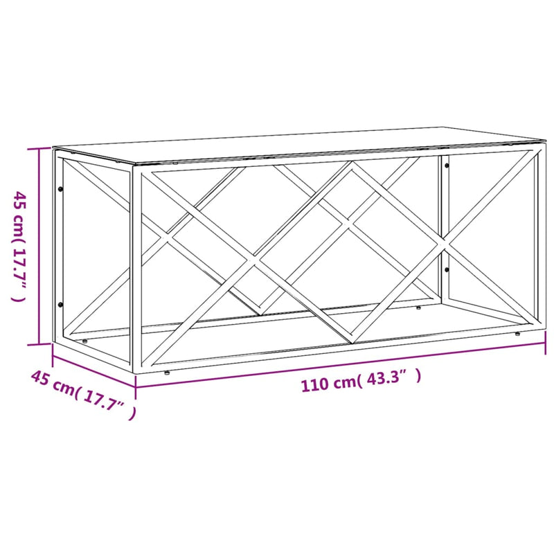 Coffee Table 110x45x45 cm Stainless Steel and Glass Payday Deals