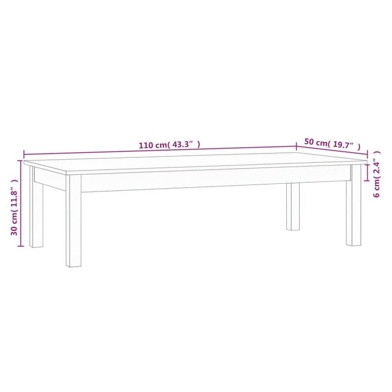 Coffee Table 110x50x30 cm Solid Wood Pine Payday Deals