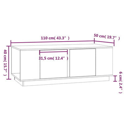 Coffee Table 110x50x40 cm Solid Wood Pine Payday Deals