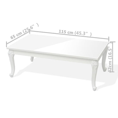 Coffee Table 115x65x42 cm High Gloss White Payday Deals