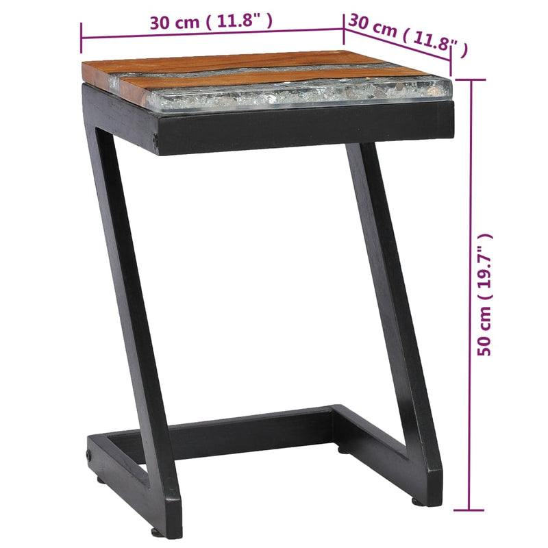 Coffee Table 30x30x50 cm Solid Teak Wood and Polyresin Payday Deals