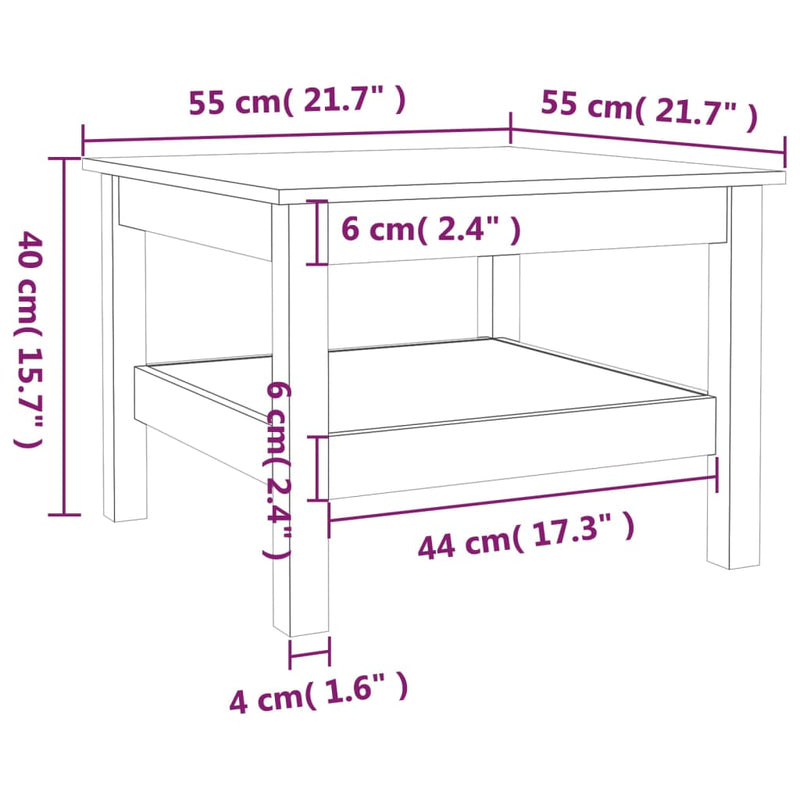 Coffee Table 55x55x40 cm Solid Wood Pine Payday Deals