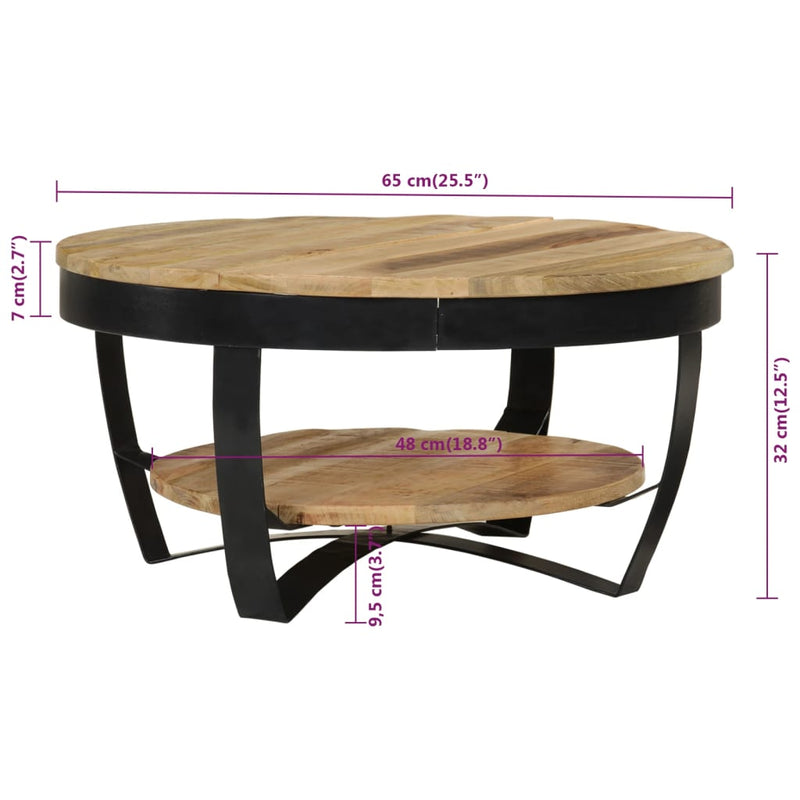 Coffee Table 65 cm Solid Rough Mango Wood Payday Deals