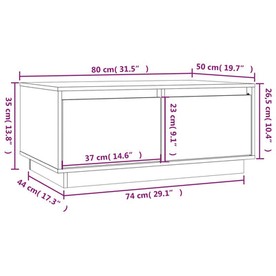 Coffee Table 80x50x35 cm Solid Wood Pine Payday Deals