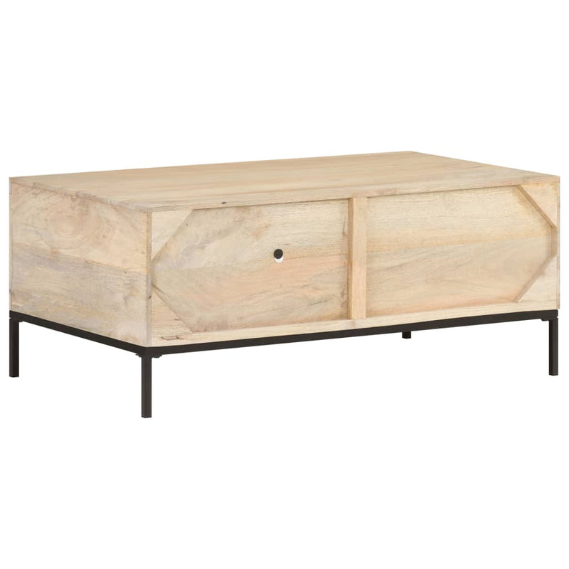 Coffee Table 90x50x37 cm Solid Mango Wood and Natural Cane Payday Deals