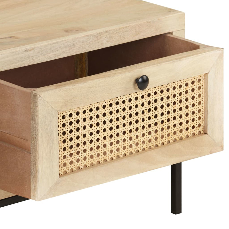 Coffee Table 90x50x37 cm Solid Mango Wood and Natural Cane Payday Deals