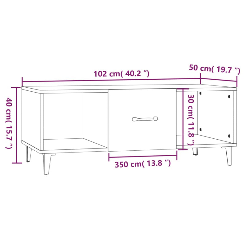 Coffee Table Black 102x50x40 cm Engineered Wood Payday Deals