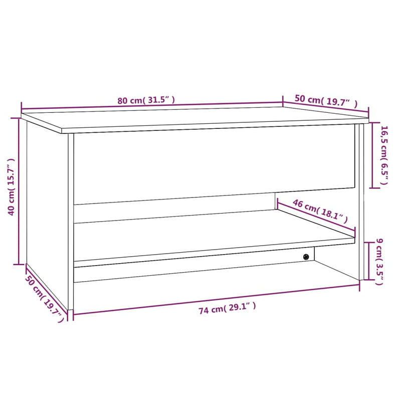 Coffee Table Black 80x50x40 cm Engineered Wood Payday Deals