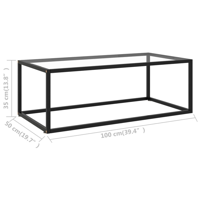 Coffee Table Black with Tempered Glass 100x50x35 cm Payday Deals