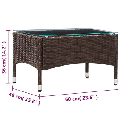 Coffee Table Brown 60x40x36 cm Poly Rattan Payday Deals