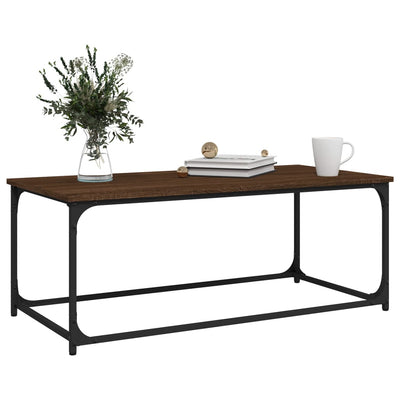 Coffee Table Brown Oak 102x50x40 cm Engineered Wood and Iron Payday Deals