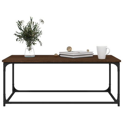 Coffee Table Brown Oak 102x50x40 cm Engineered Wood and Iron Payday Deals