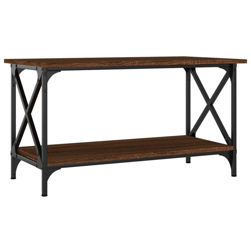 Coffee Table Brown Oak 80x45x45 cm Engineered Wood and Iron Payday Deals