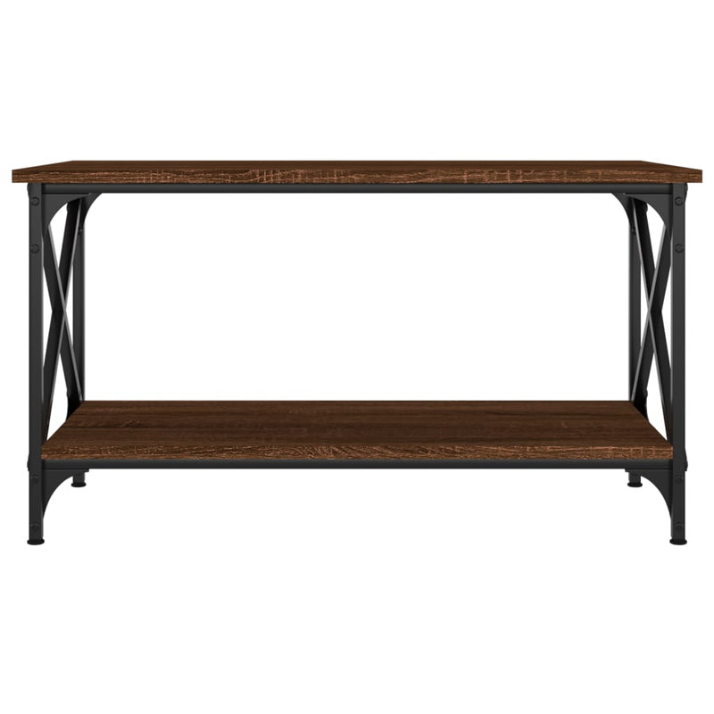 Coffee Table Brown Oak 80x45x45 cm Engineered Wood and Iron Payday Deals