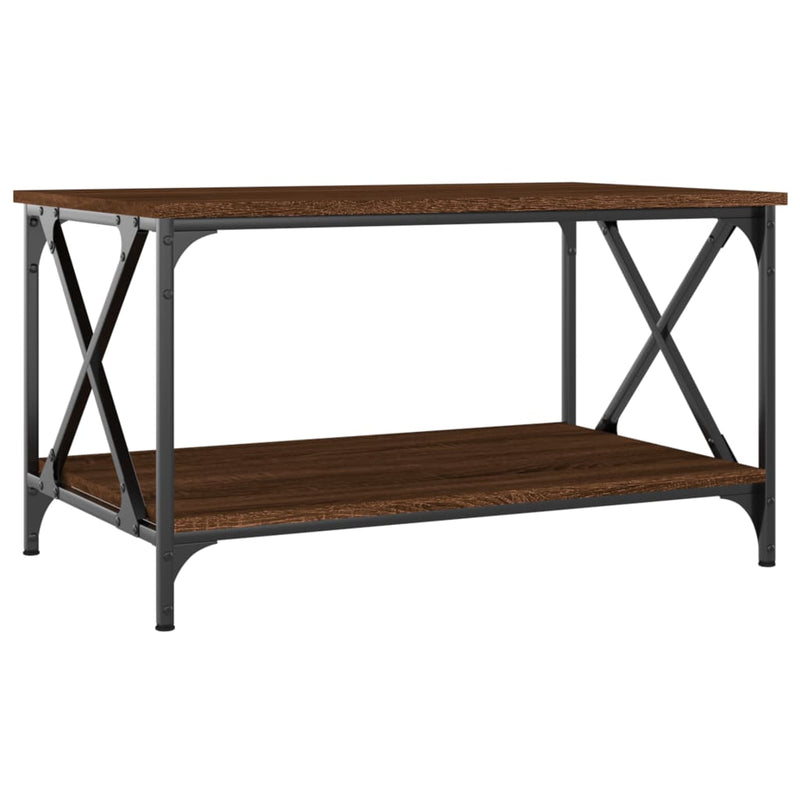 Coffee Table Brown Oak 80x50x45 cm Engineered Wood and Iron Payday Deals