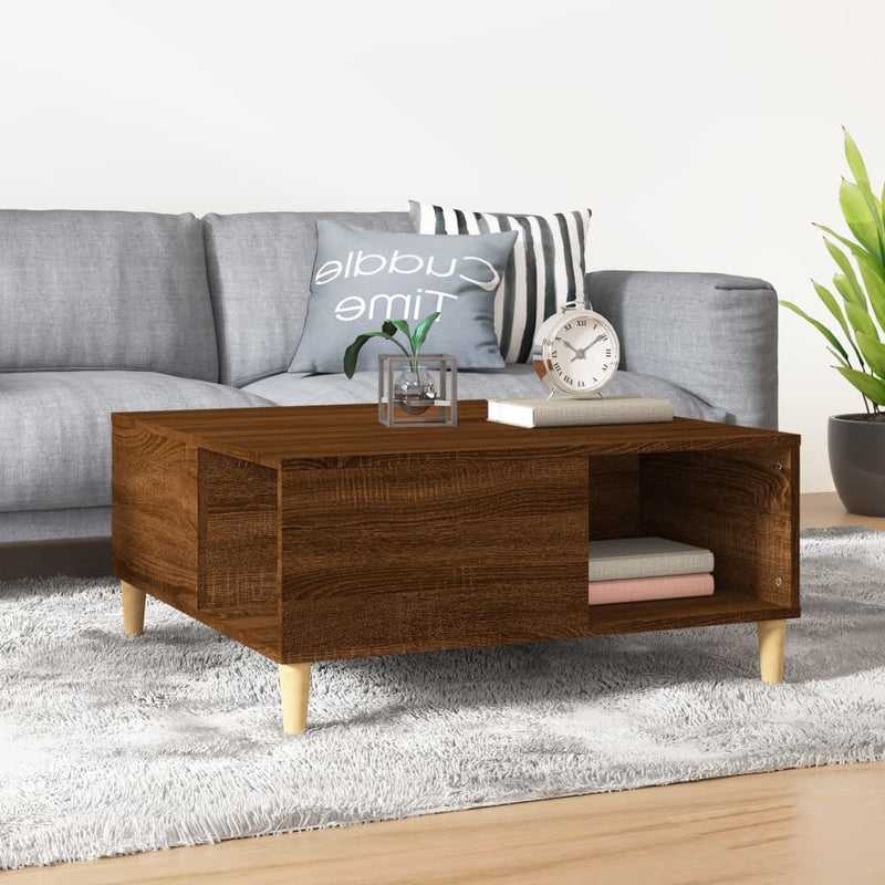 Coffee Table Brown Oak 80x80x36.5 cm Engineered Wood Payday Deals