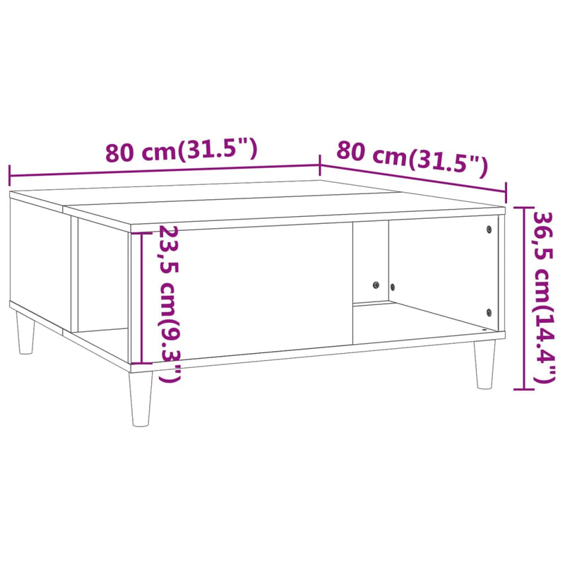 Coffee Table Brown Oak 80x80x36.5 cm Engineered Wood Payday Deals