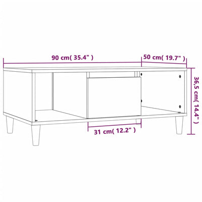 Coffee Table Brown Oak 90x50x36.5 cm Engineered Wood Payday Deals