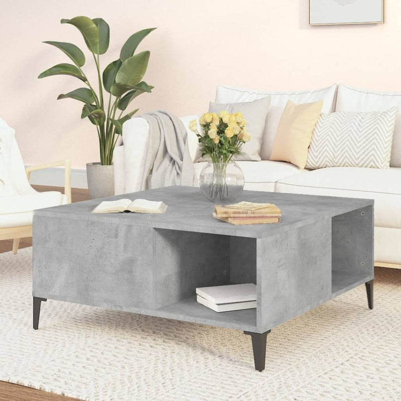 Coffee Table Concrete Grey 80x80x36.5 cm Engineered Wood Payday Deals