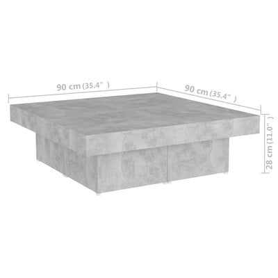 Coffee Table Concrete Grey 90x90x28 cm Engineered Wood Payday Deals