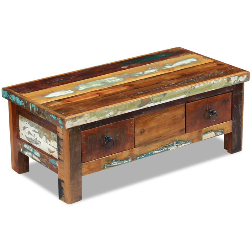 Coffee Table Drawers Solid Reclaimed Wood 90x45x35 cm Payday Deals