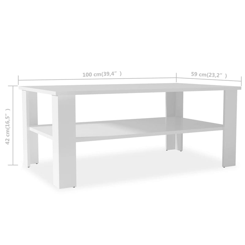 Coffee Table Engineered Wood 100x59x42 cm White Payday Deals