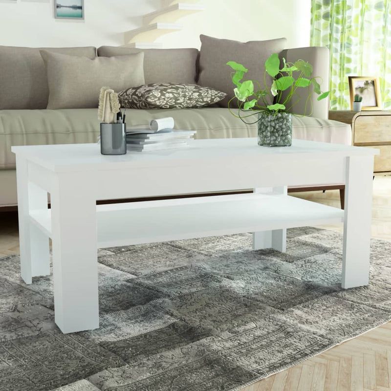 Coffee Table Engineered Wood 110x65x48 cm White Payday Deals
