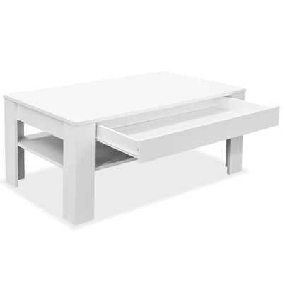 Coffee Table Engineered Wood 110x65x48 cm White Payday Deals