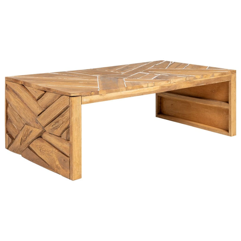 Coffee Table Erosion Solid Teak Wood 110x35x38 cm Payday Deals