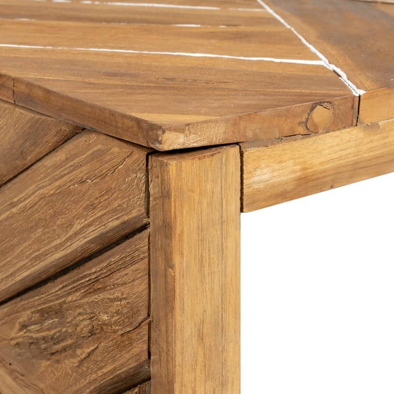 Coffee Table Erosion Solid Teak Wood 110x35x38 cm Payday Deals