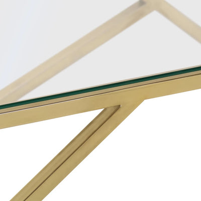 Coffee Table Gold Stainless Steel and Tempered Glass Payday Deals